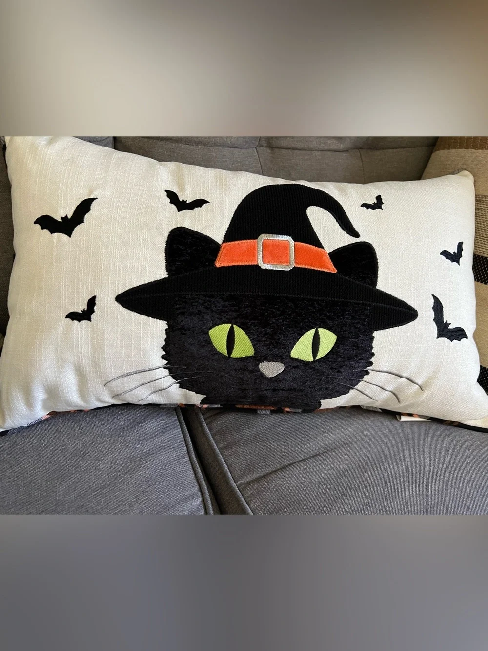 Black Cat Witch Pillow with Hat
